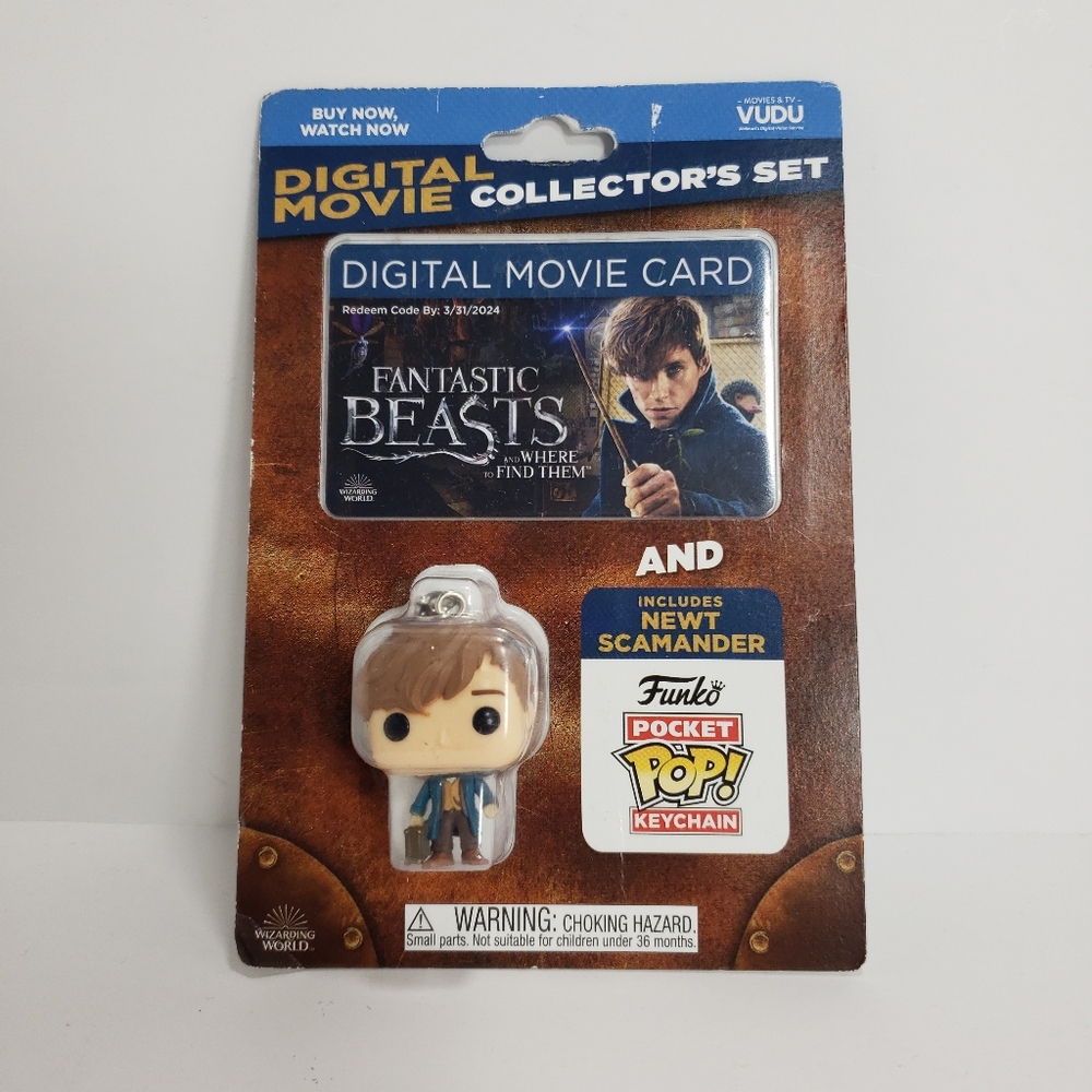 New! Fantastic Beasts Newt Funko Pocket POP! Keychain w/ VUDU Digital Movie Card